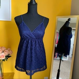 Express Blue Lace Wrap Front Tank Top S